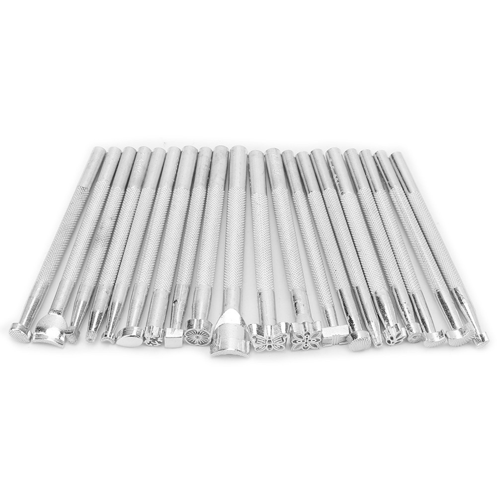 Leather Stamp Set - 20pcs Silver Finish Leather Stamp Punch