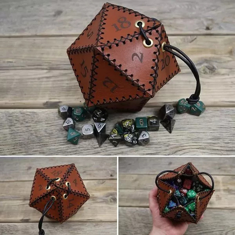 Leatherwork Ideas - New Leather D20 Dice Bag Polygonal
