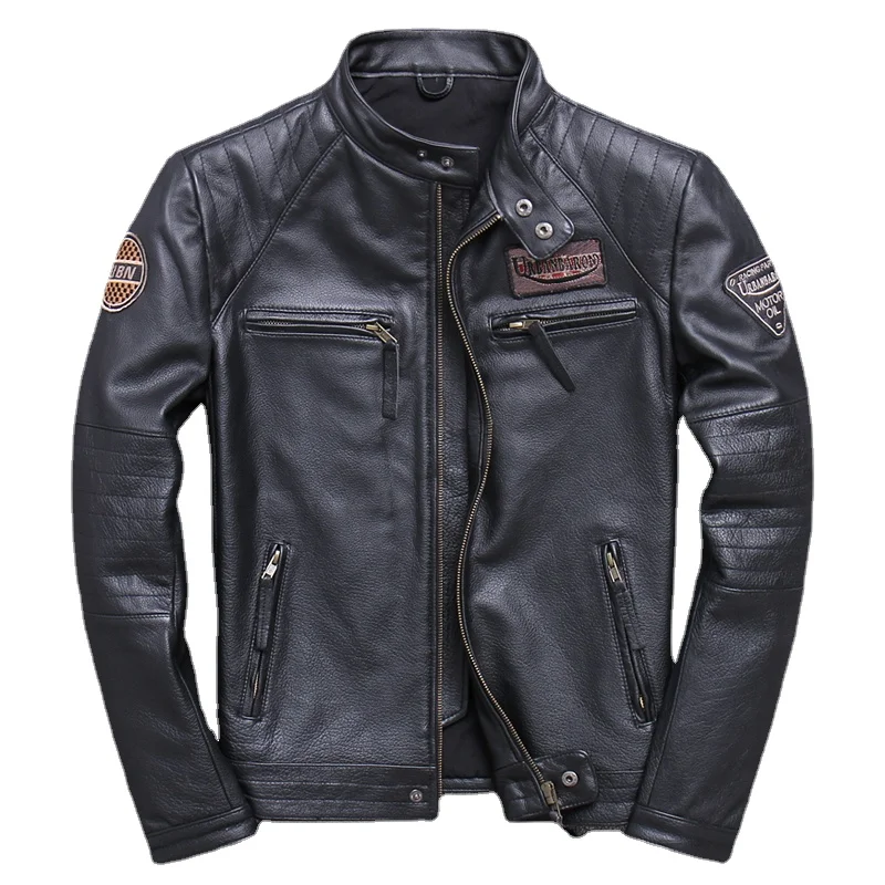 Leather Work Jacket - Fashion Biker Jackets Vintage Men's Genuine