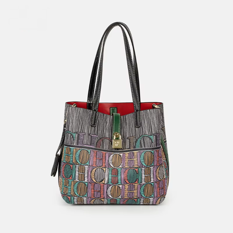 Leather Work In Art - CH Art Color Printed Handbag Solid