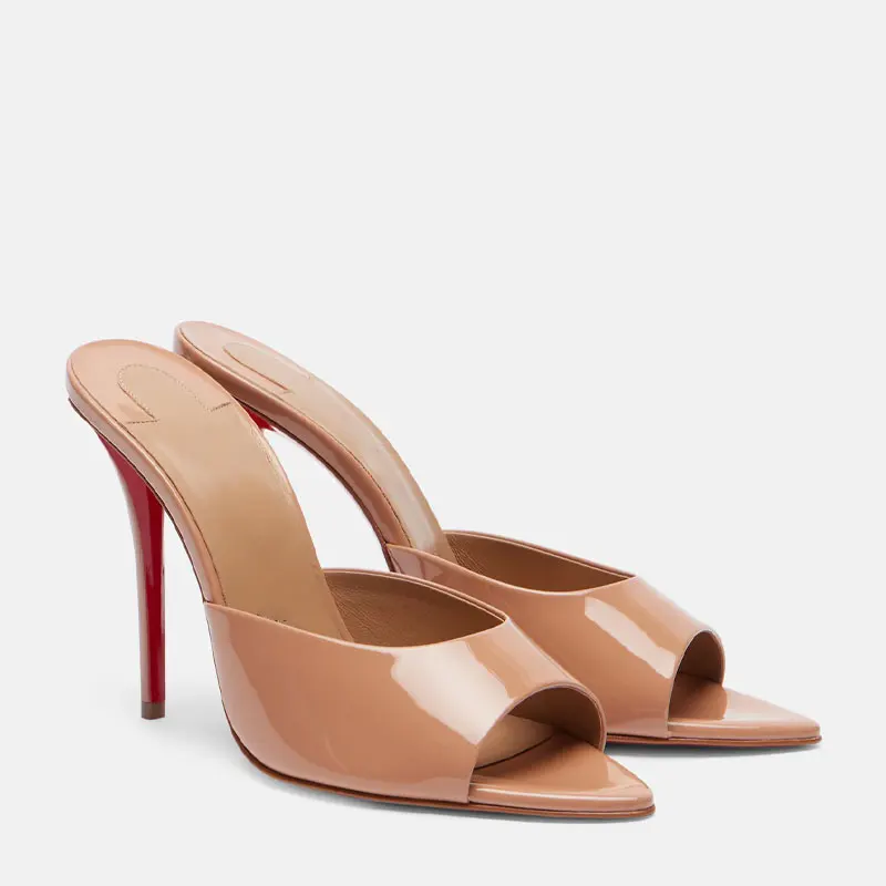 Leather Work Heels - Shoes for Women New Pointed Open