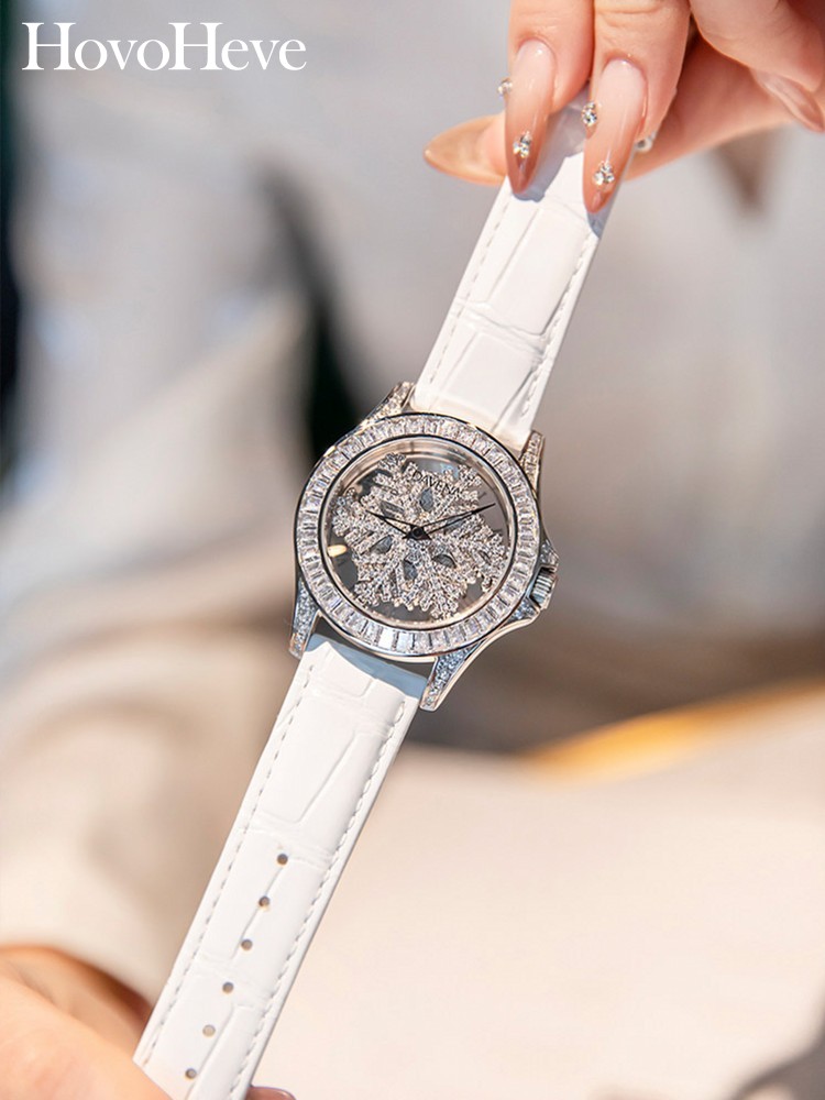 Leatherwork Ideas - Italian Designer Diamonds Snow Quartz Watch