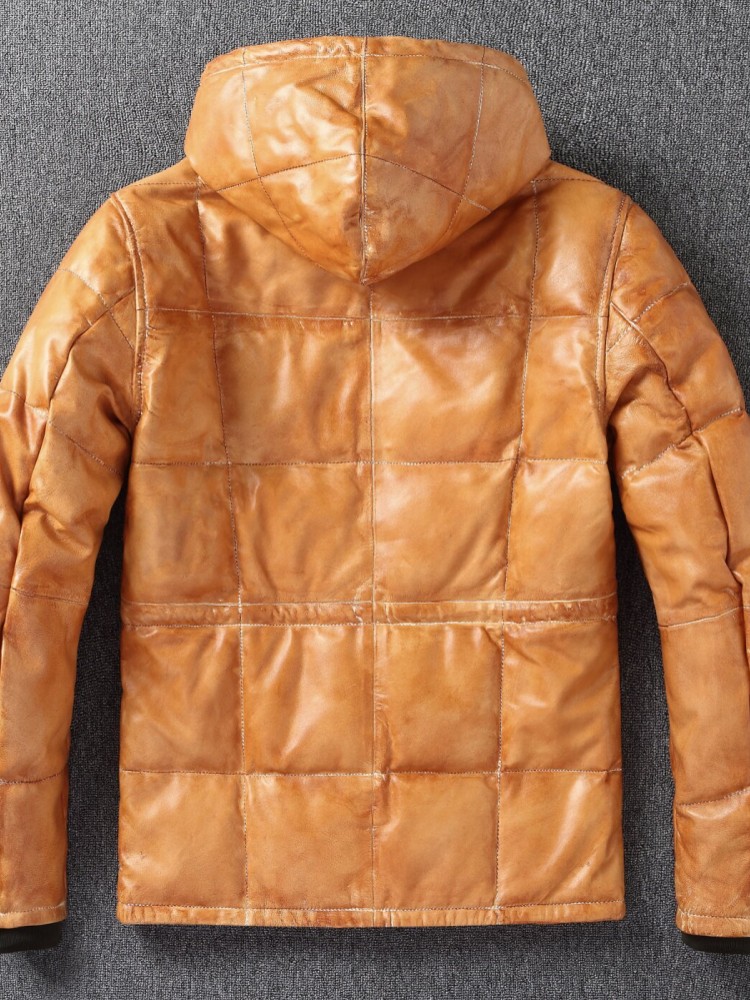 Winter Mens Sheepskin Genuine  - đánh giá và giá Leather Work Jacket With Hood