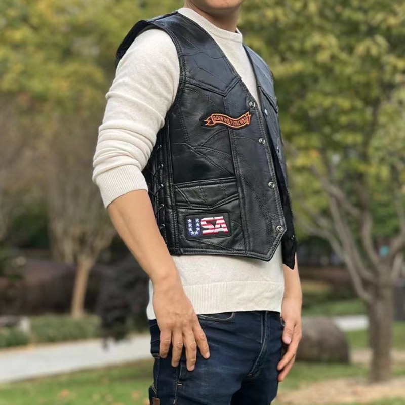 NEW Motorcycle Vests Men Cafe  - đánh giá và giá Leather Work Jacket