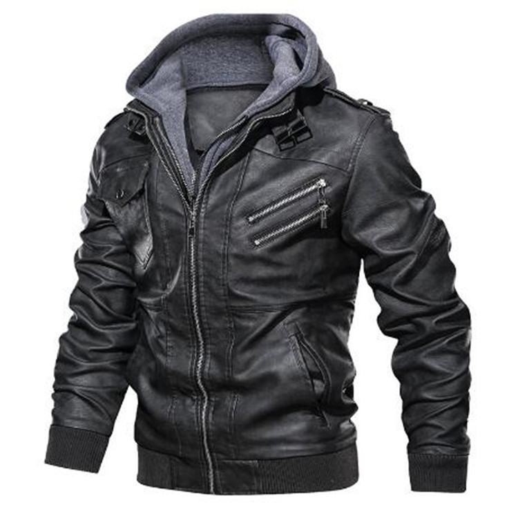 Men Hooded Coats Pu Jackets Zi - đánh giá và giá Leather Work Jacket With Hood