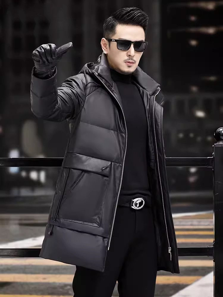 Winter Mens Thick Warm White G - đánh giá và giá Leather Work Jacket With Hood
