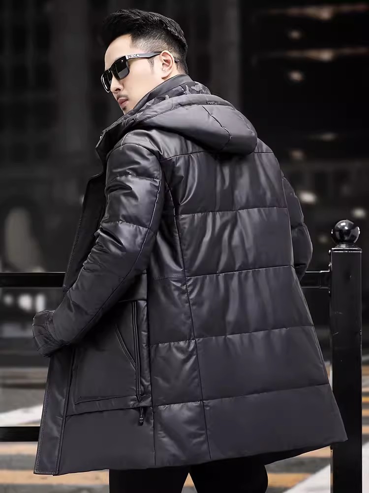 Winter Mens Thick Warm White G - đánh giá và giá Leather Work Jacket With Hood