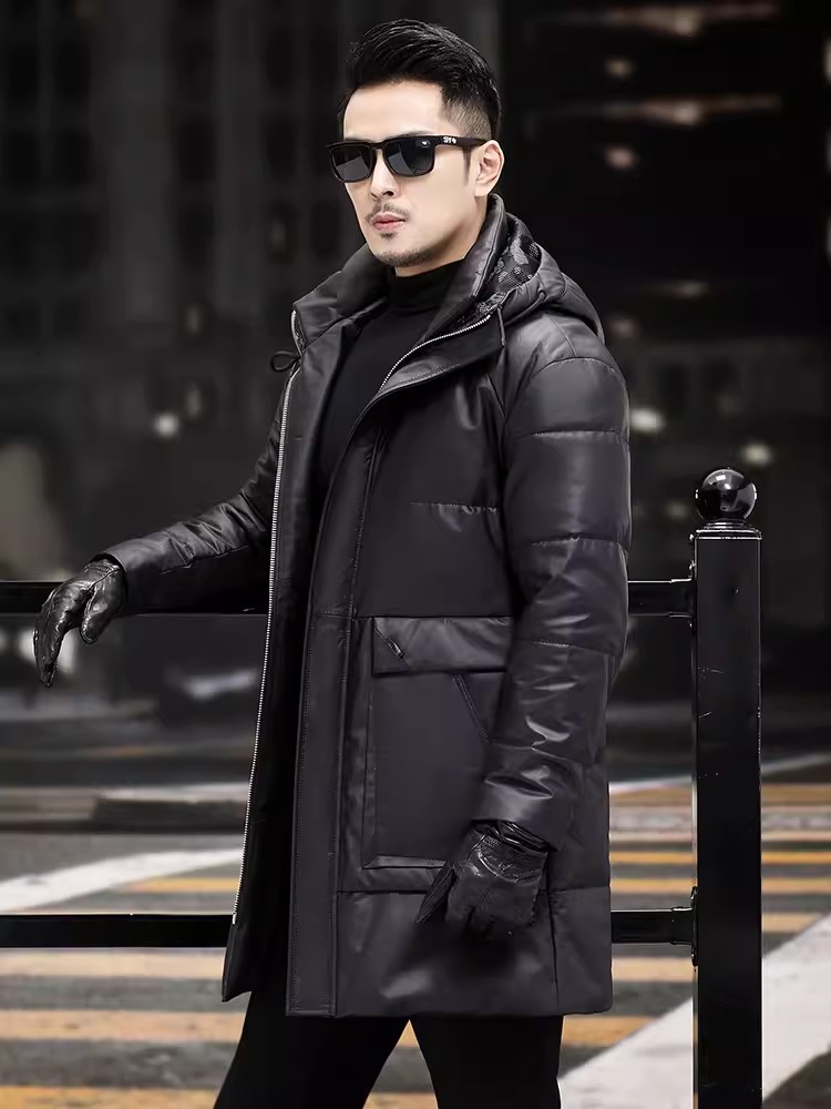 Winter Mens Thick Warm White G - đánh giá và giá Leather Work Jacket With Hood