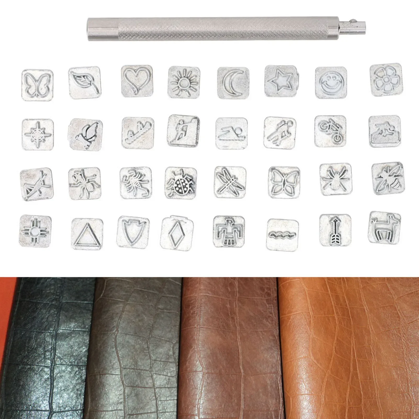 32PCS Cartoon Animal Plant Lea - đánh giá và giá Leather Stamp Set