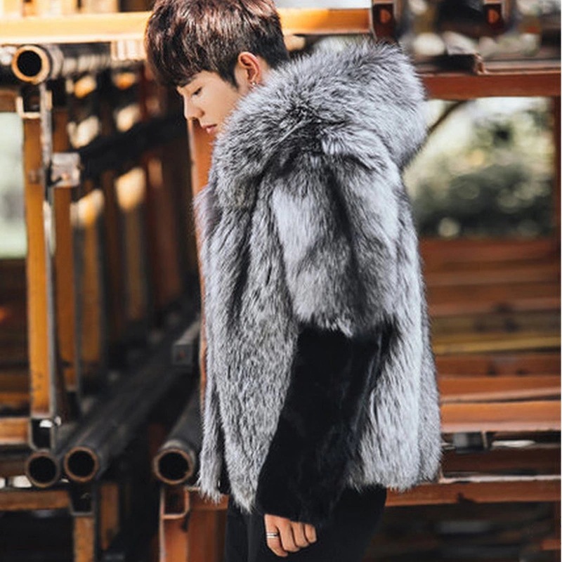 2026 Men Faux Fur Fox Coats Sh - đánh giá và giá Leather Work Jacket With Hood