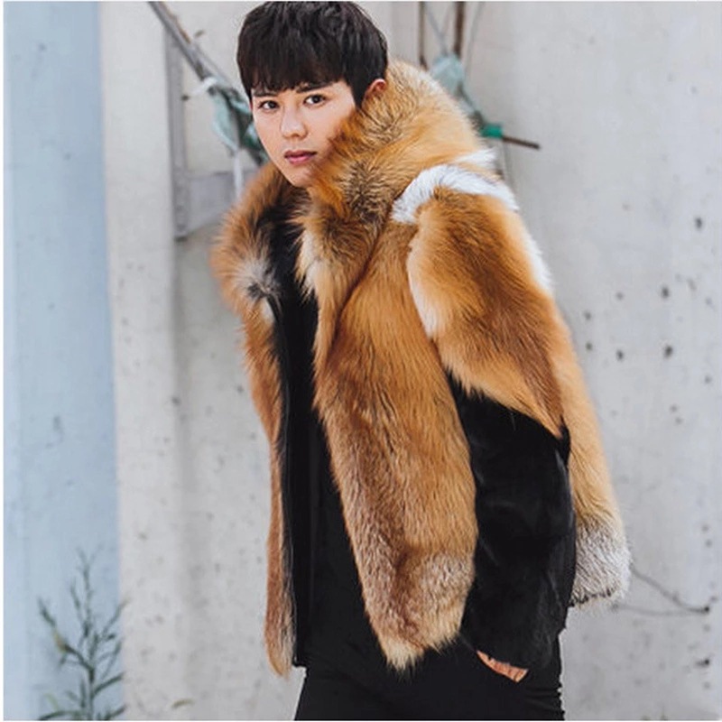 2026 Men Faux Fur Fox Coats Sh - đánh giá và giá Leather Work Jacket With Hood
