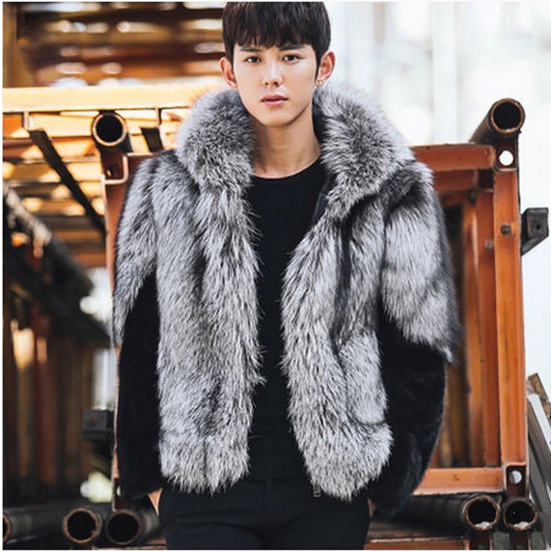 2026 Men Faux Fur Fox Coats Sh - đánh giá và giá Leather Work Jacket With Hood