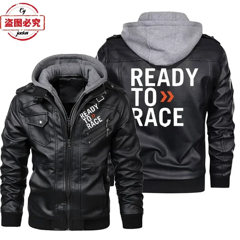 Ready To Race Logo Printed Off - đánh giá và giá Leather Work Jacket With Hood