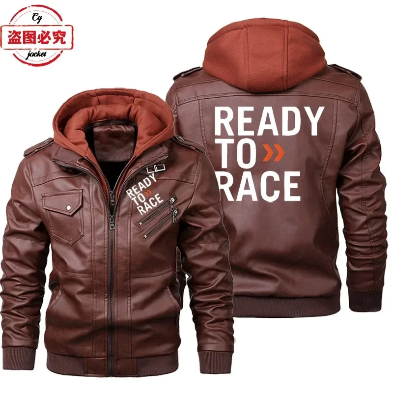 Ready To Race Logo Printed Off - đánh giá và giá Leather Work Jacket With Hood