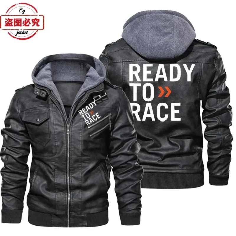 Ready To Race Logo Printed Off - đánh giá và giá Leather Work Jacket With Hood