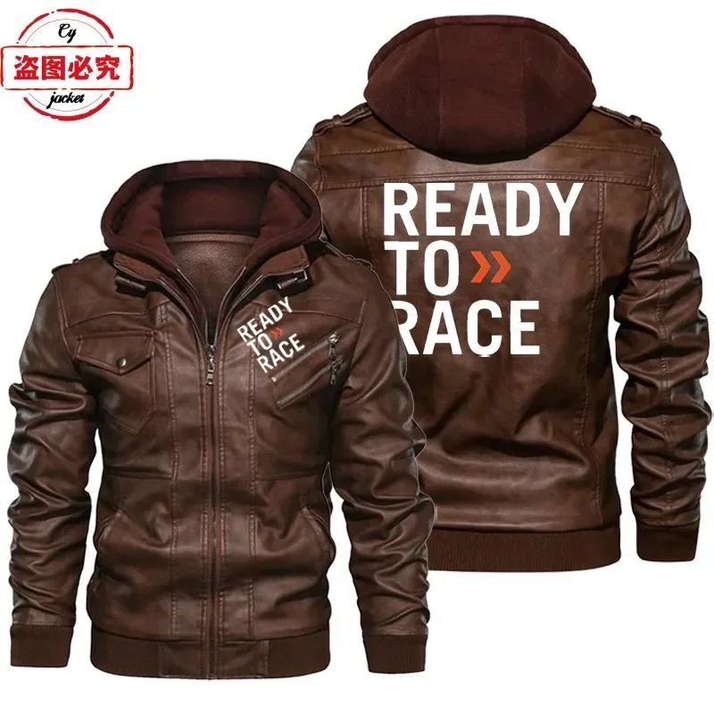 Ready To Race Logo Printed Off - đánh giá và giá Leather Work Jacket With Hood