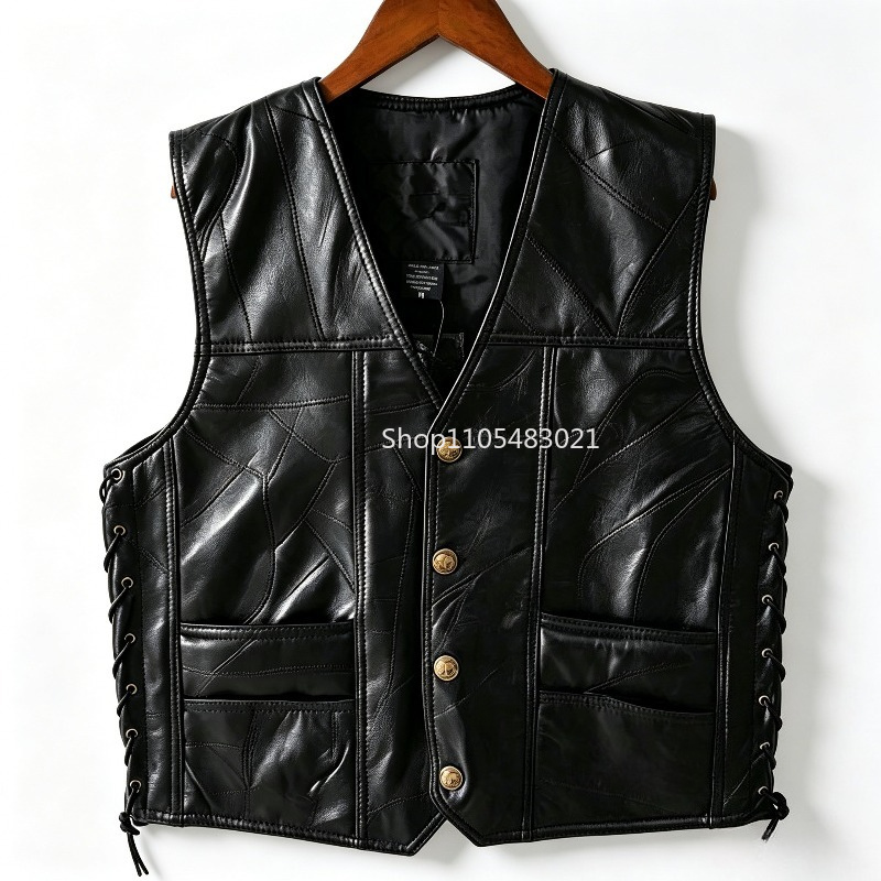 Men's Black Patchwork Leather  - đánh giá và giá Leather Work Jacket