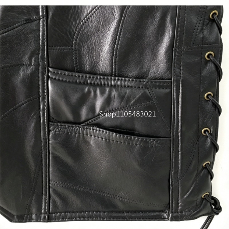 Men's Black Patchwork Leather  - đánh giá và giá Leather Work Jacket