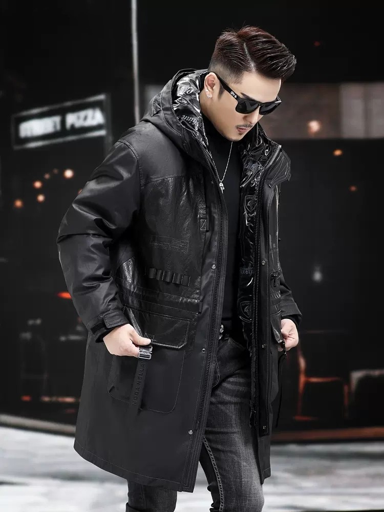 Winter Genuine Leather Coat Me - đánh giá và giá Leather Work Jacket With Hood