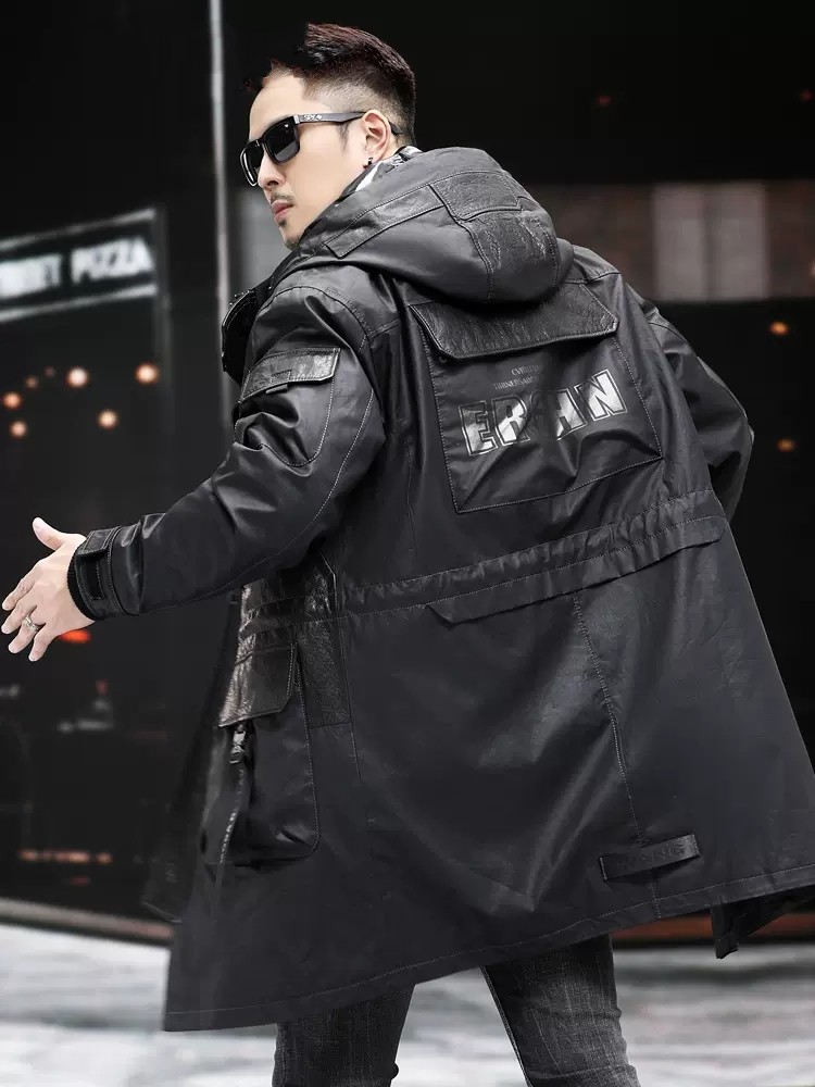 Winter Genuine Leather Coat Me - đánh giá và giá Leather Work Jacket With Hood
