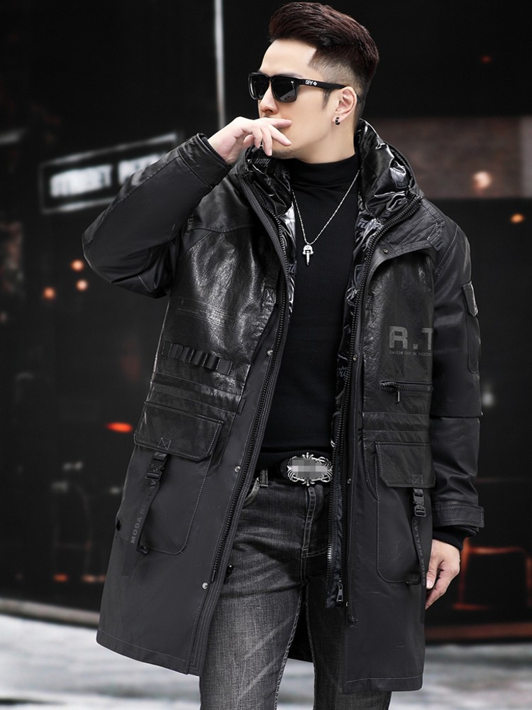 Winter Genuine Leather Coat Me - đánh giá và giá Leather Work Jacket With Hood