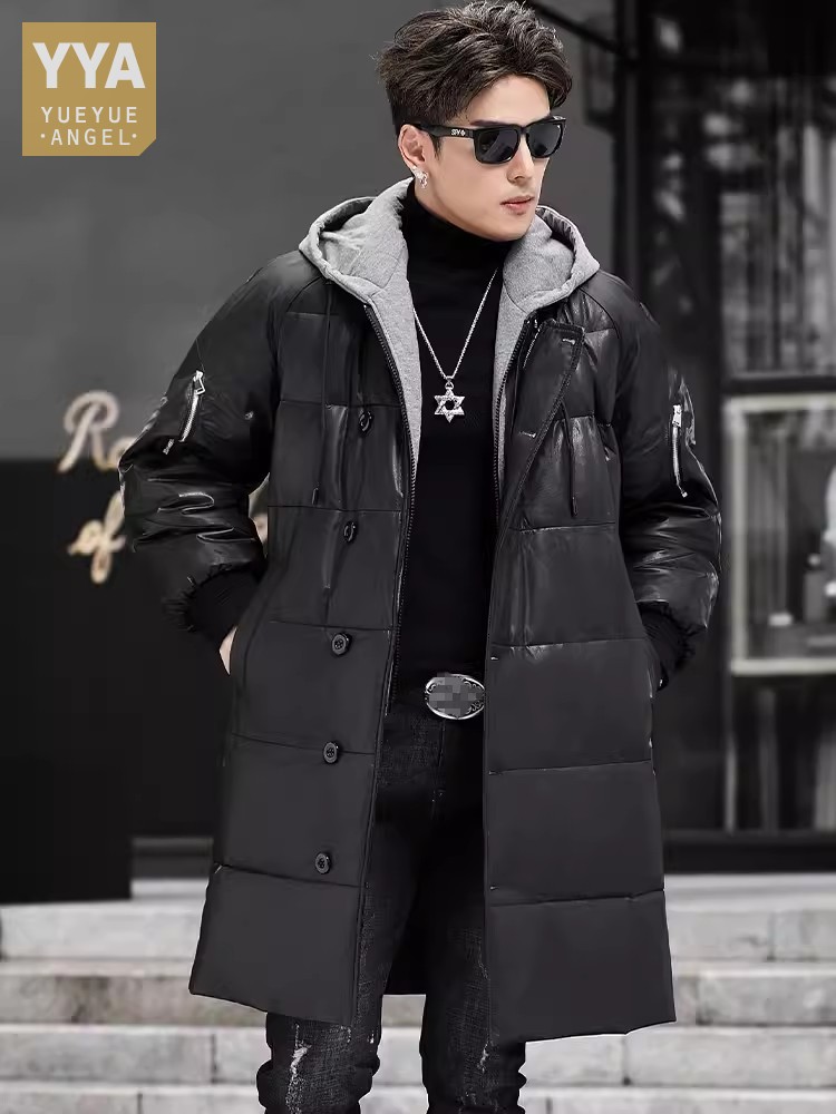 Winter New Men Hooded Long Gen - đánh giá và giá Leather Work Jacket With Hood