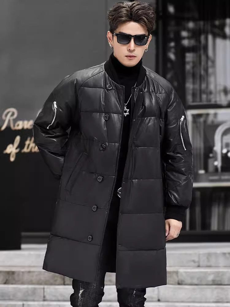 Winter New Men Hooded Long Gen - đánh giá và giá Leather Work Jacket With Hood