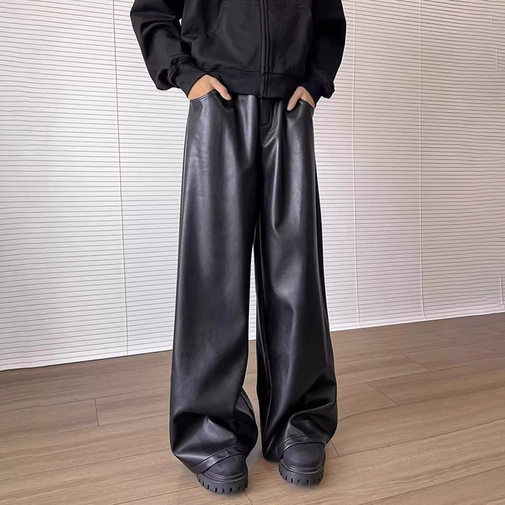 Men Retro Loose Faux Leather C - đánh giá và giá Leather Work Pants
