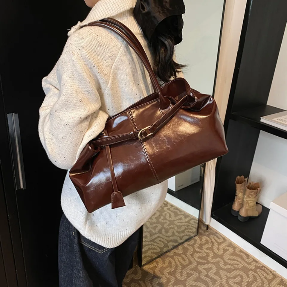 Winter Oil PU Leather Hobo Han - đánh giá và giá Leather Work Handbag