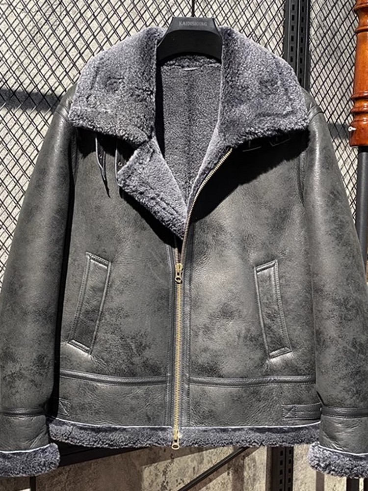 Men Winter Warm Wool Lining Sh - đánh giá và giá Leather Work Jacket With Hood