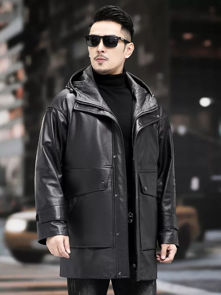 Mùa Đông Nam Ấm Làm Việc Xuống - đánh giá và giá Leather Work Jacket With Hood